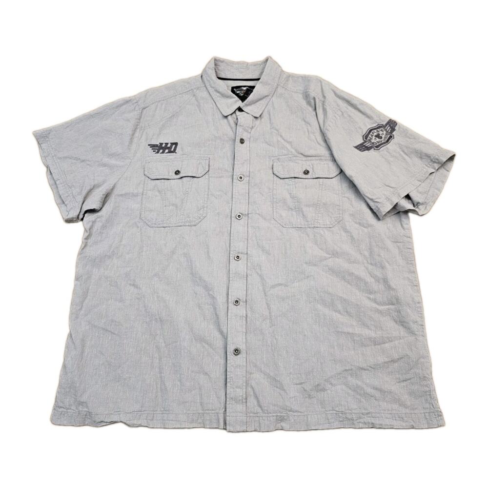 Harley Davidson Motorcycles Button Up Short Sleeve Shirt - Mens Size 3XL Linen